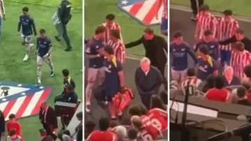 シメオンと彼の息子は、彼はアトレティコスのコートを歩くので、物理的にArsenalの擁護者を攻撃しました