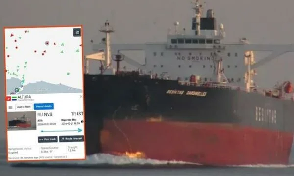 イスタンブールの近くに恐怖によってヒットトルコの油船