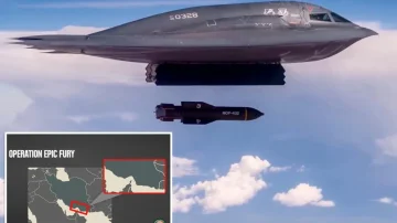 米国はホルムズの支柱近くのイランの地下の基盤の爆弾の2270kgを落とします