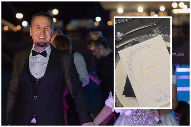 Blero staje się panem młodym, tak jak jego panna młoda w welonie.