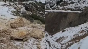 Šokanten pogled: V trenutku, ko se gora sesuje v Albanski vasi, so nekatere družine blokirane.