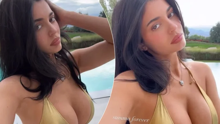 Kyle Jenner visas i bikinen vid poolen under nyårsresor