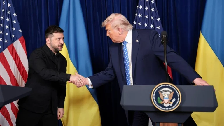 Vi har gjort många framsteg, säger Trump efter att ha träffat Zelensky i Ukraina.