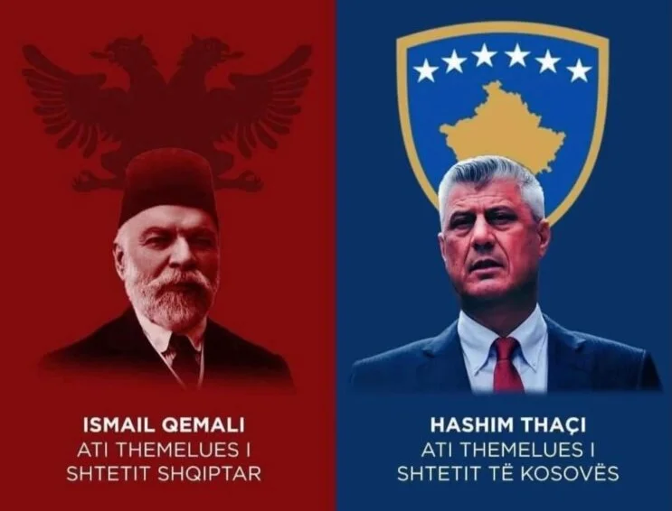 Andrit Thaci's special congratulations, Hashim Thaci's Ismail Kemal, puts Thaci side by side: Two founders of two states