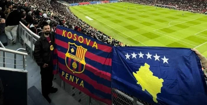 ב “Camp Nou” לא חסר דגל קוסובו