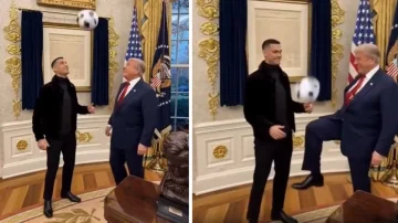 トランプ “Oval OfficeのRonaldonとフットボール”
