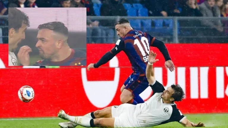 Az a pillanat, amikor “su pa”: Jerdan Shaqiri a Linder Kamberi-től lezuhant Basel Zürich feletti győzelme alatt.