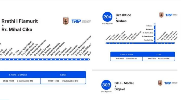 Pristina kommun publicerar regionala linjer scheman under projektet “TRIP”