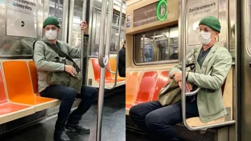 Hollywood Superstar Tom Hanks verkade helt okänd för New York tunnelbana.