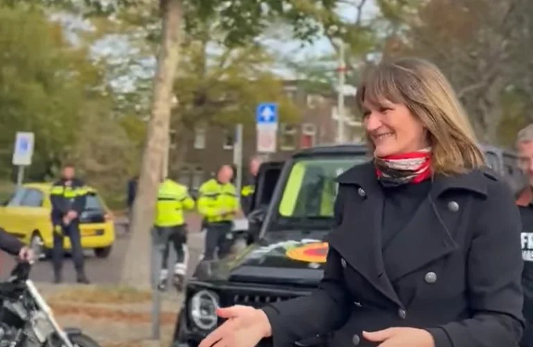 Former Hague Tribunal columnist Nevenka Tromp joins the bikers in The Hague