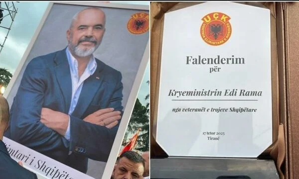 KLA veterans donate Edi Rama portraits and plaques gratitude for support of protest