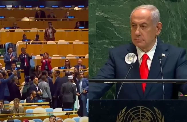 곧 Netanyah 이전에 유엔 회의를 떠나는 순간은 그의 연설을 시작합니다