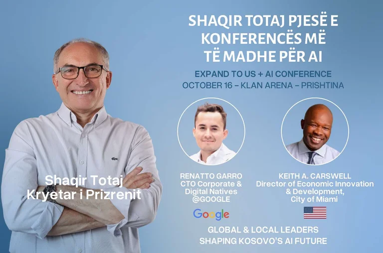 Kosovo에서 AI를위한 가장 큰 Google 컨퍼런스에서 Prizren 시장 Shacir Totaj 스피커