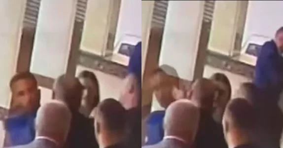 Kryrisi가 Pristina 시정촌 오브젝트 앞에서 어제 펀치 한 순간