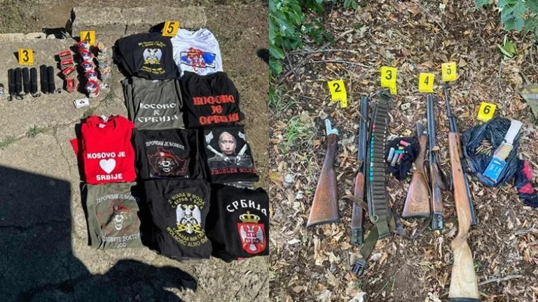 From weapons to nationalist symbols, what did police find in the last raids in the north?