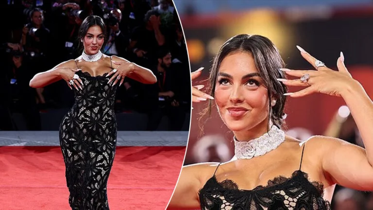 Georgia Rodriguez shows her million dollar ring on the red carpet in Venice