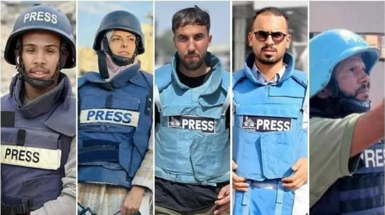 Luftstrejk på Khan Yunis Hospital, som är fem journalister dödade av Israel