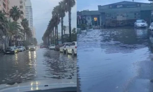 Durres este implicat în ploi abundente, apa acoperă drumurile