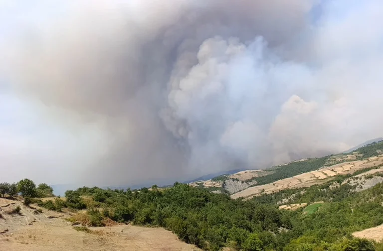 Les flammes bloquent les villages de Gramshi, le ministère appelle d'urgence les résidents d'évacuation