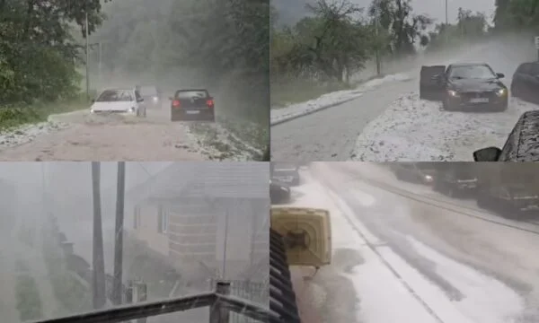 Rainstorms of hail flood the road to Brezovica