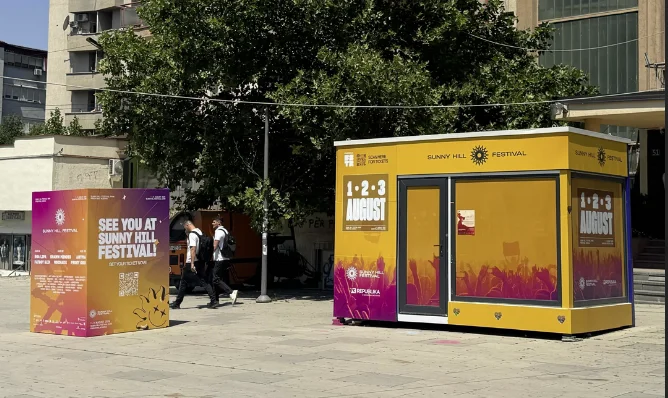 Sunny Hill Festival with ticket points at Zahiri Pajaziti Square