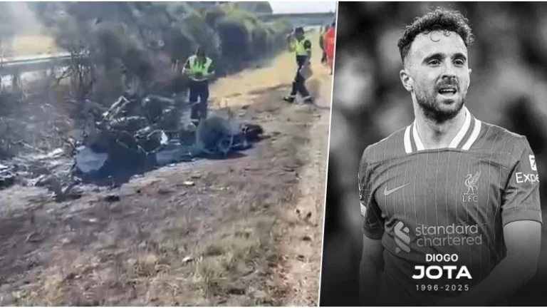 E' venuto fuori il filmato d'urto dell'incidente di Diogo Yota, l'intera macchina e' bruciata.