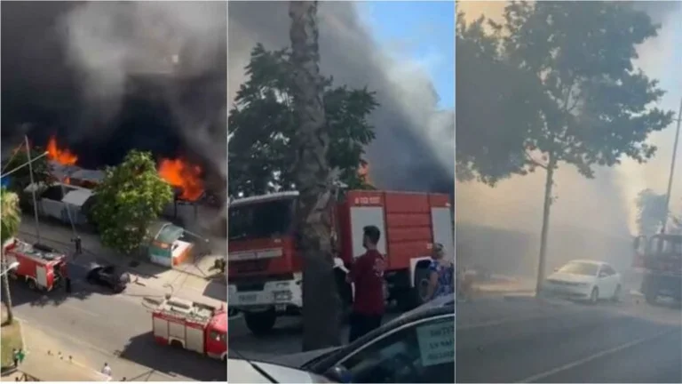 Great Fire in Durres Beach Zone, tra cui diverse aziende