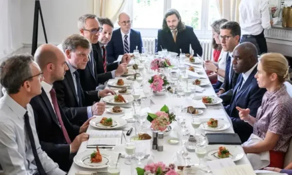 Images by European diplomats meeting in Geneva, ahead of talks with Iran