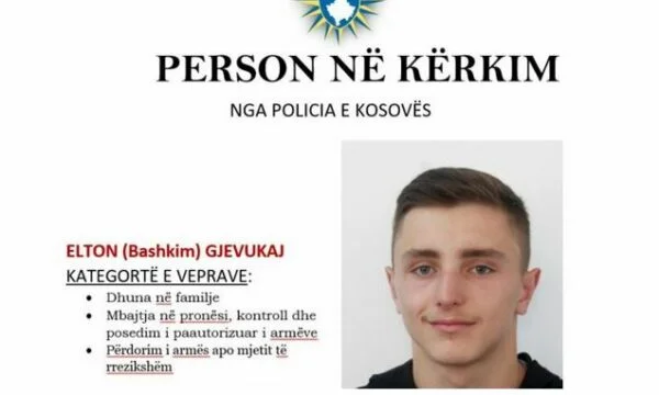 Police declare 20-year-old search by Peja suspected of domestic violence and use of weapons