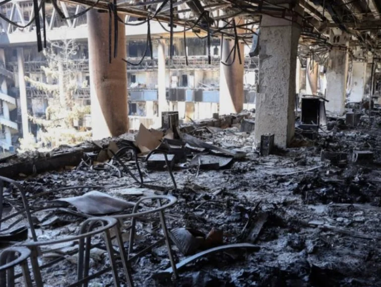 A view within Iran's state television that was bombed by Israeli attacks