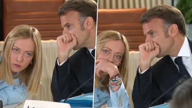 Auf dem G7-Gipfel. Macro flüsterte etwas in sein Ohr, Melons Reaktion wird virale (VIDEO)