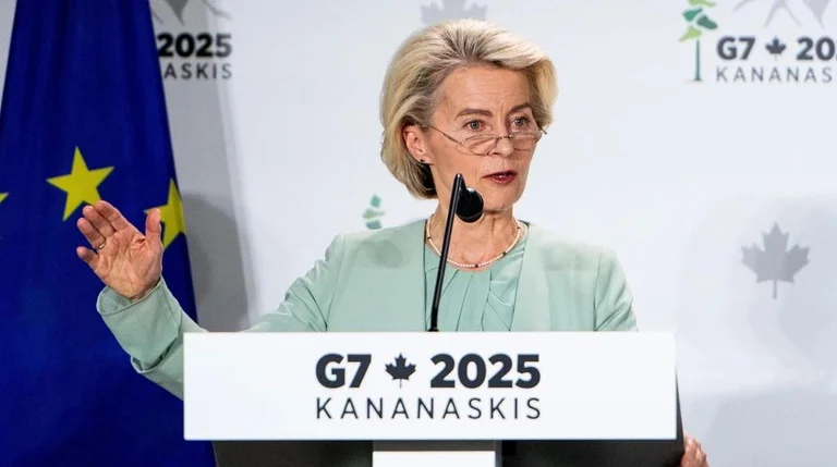 Von der Leyeen vom G7 Summit: Iran ist kein Freundland. Die dort produzierten Raketen treffen die Ukraine.