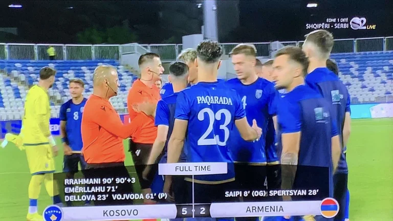 Kosovo wins with spectacular return, defeats 5-2 Armenia