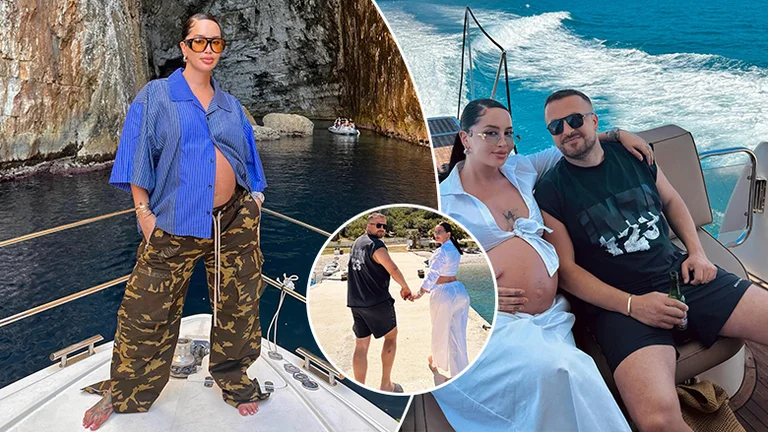 Dafina Zeqiri posa con una pancia rotonda sullo yacht e gode della bellezza di Karabuun con il marito