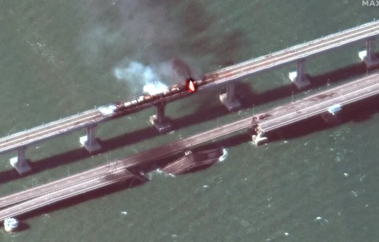 Ukraine hits Russia-related bridge with explosives