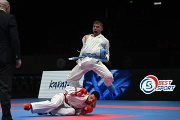 Karateist Betim Maliqi gewinnt Bronze europäische Medaille in den letzten Sekunden