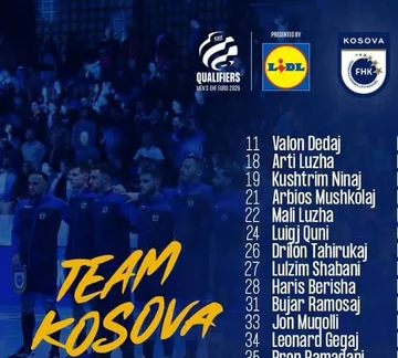 Kosovo gibt die Liste für Begegnungen mit den Färöer-Inseln, Niederlande bekannt