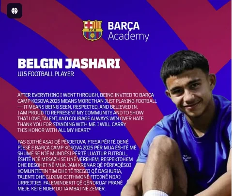 Belgin Jashar kühlt aus dem Camp in Barcelona im Kosovo