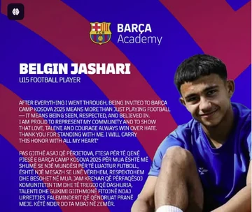 Belgin Jashar kühlt aus dem Camp in Barcelona im Kosovo