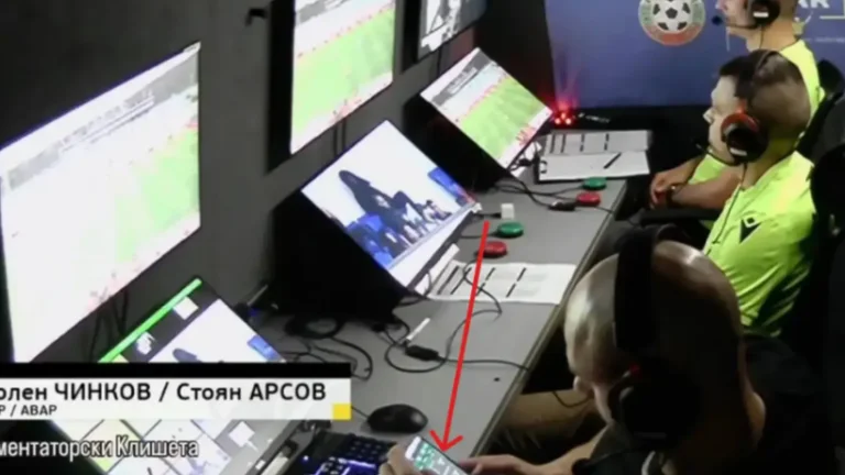 Cameras capture the judge in the VAR room betting while the match was broadcast live.