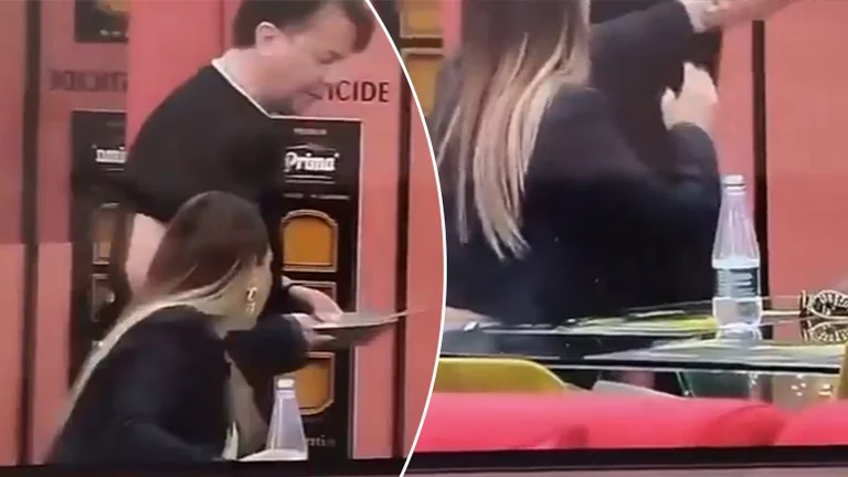Imagen es publicada donde Laerty, con comportamiento agresivo hacia Gerta, agarra su plato y deja suavemente su comida en el suelo