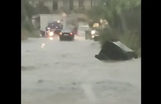 Roads return to rivers from bad weather in Greece (VIDEO)