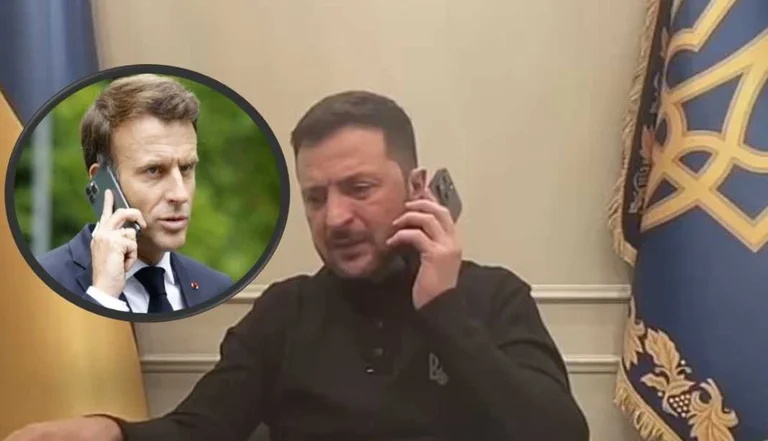 Macro chiama Zelensky durante la conferenza: chiamo tra 20 minuti.