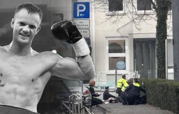 Shots außerhalb des Gerichts, wo Boxer Nimanis Mörder angeblich verletzt den Angeklagten Vater und Bruder