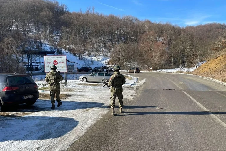 Turkish KFOR soldiers patrol northern Kosovo