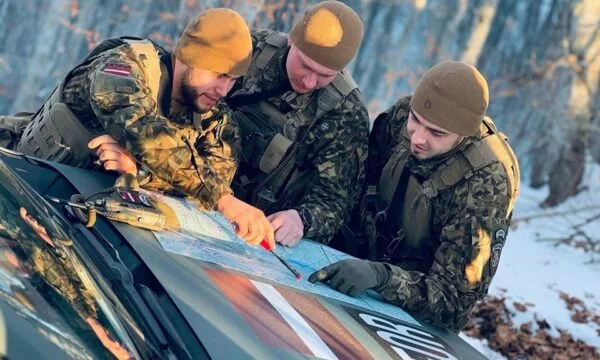 Latvian soldiers patrol at Zubin Potok, published images