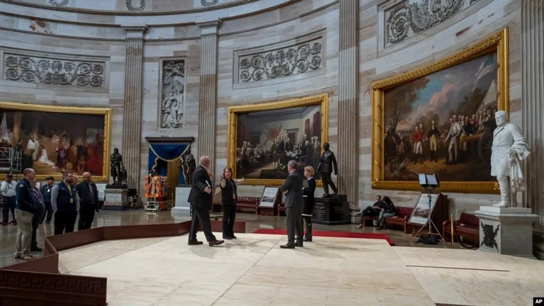 After 40 years, US presidential inauguration takes place within the Capitol
