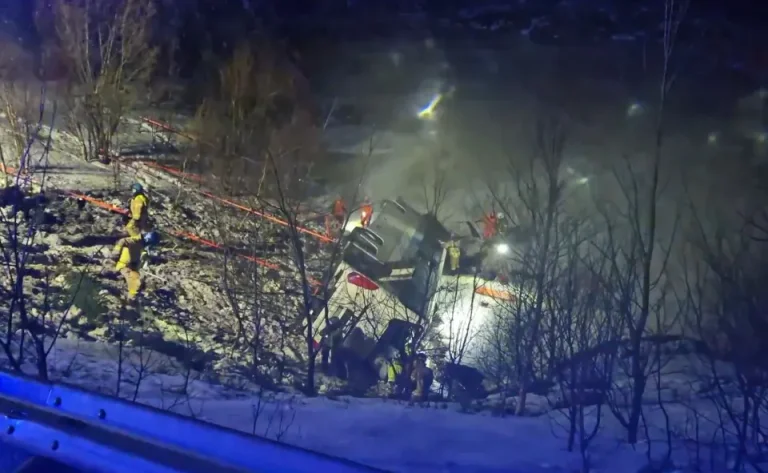 A bus accident in Norway is reported to at least three dead