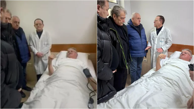 Sali Berisha visita Gjekmarkaj en el hospital después de caer inconsciente en protesta