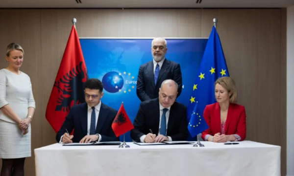Albanien unterzeichnet Sicherheits- und Verteidigungspartnerschaftsabkommen mit der EU in Brüssel